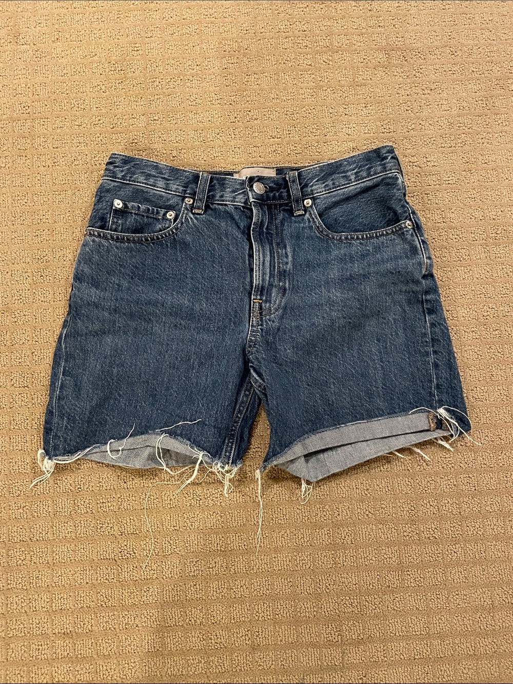 Everlane Raw-Hem Dark Blue Denim Shorts